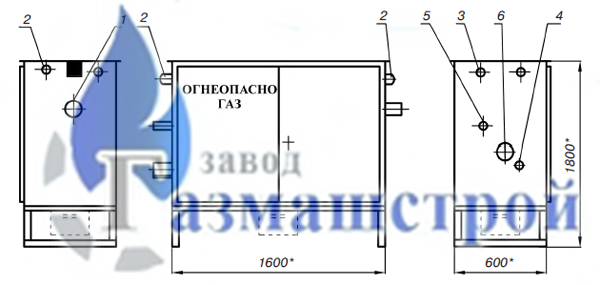 Габаритный чертеж пункта газорегуляторного шкафного грпш-400-сол, грпш-400-01-сол, грпш-01-сол-у1, грпш-07-сол-у1, грпш-03м-сол-у1, грпш-03бм-сол-у1
