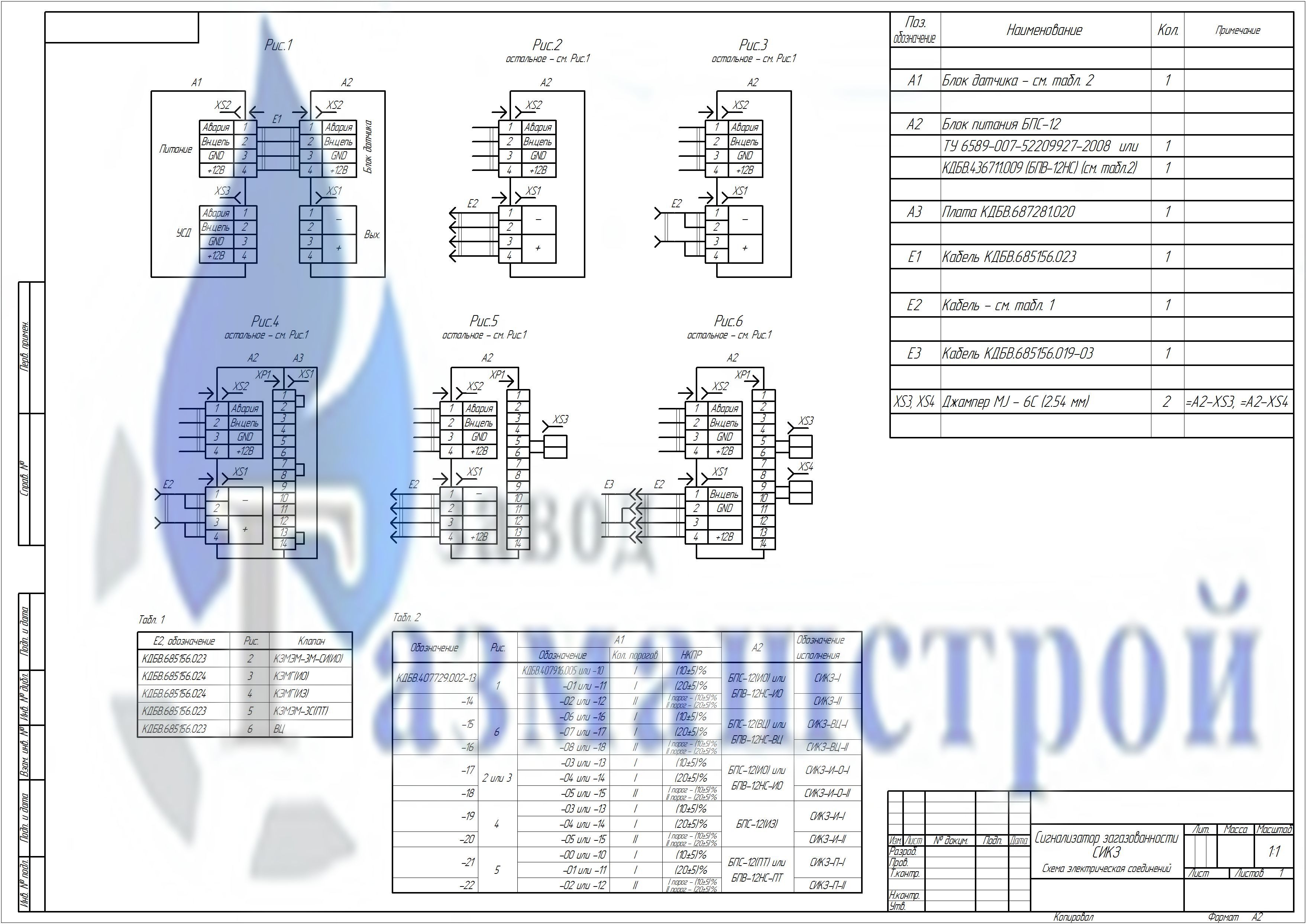 Электрические схемы соединений сигнализаторов